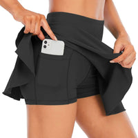 Women's Pleated High Waist Tennis Skort with Pockets, XS-XXL