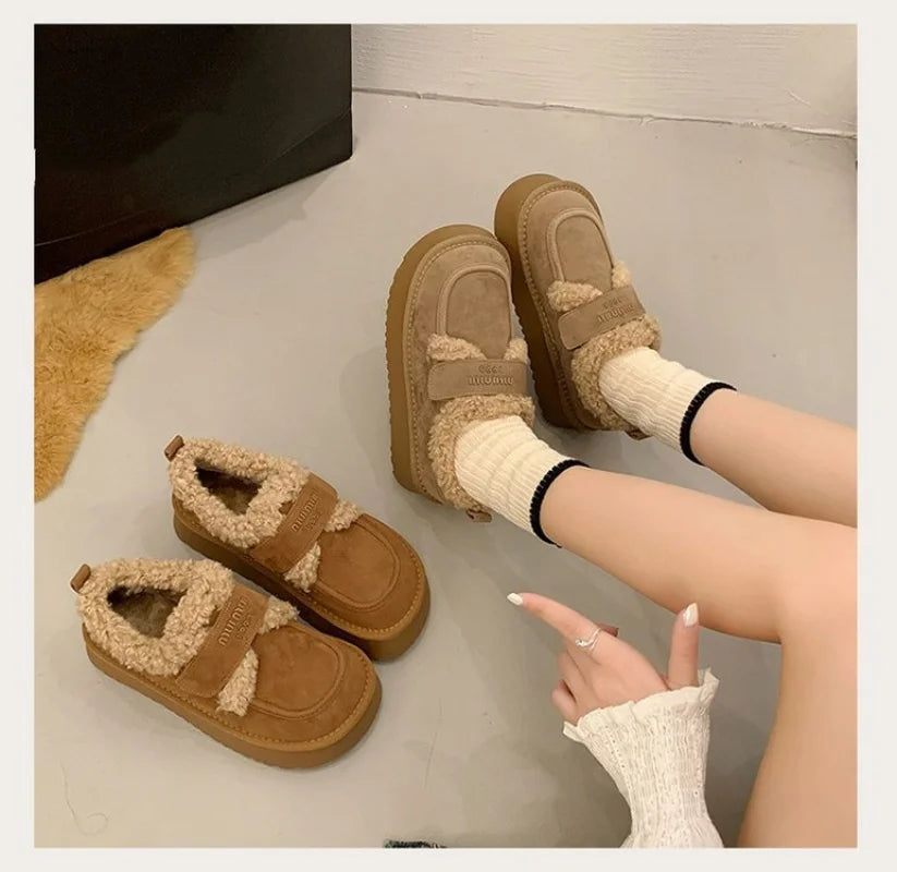 2025 New Winter Women's Platform Snow Boots, Warm Fleece Lined Ankle Boots with Magic Strap, Soft Sole Indoor Outdoor Shoes - Buy online at  Vibe In Cart.