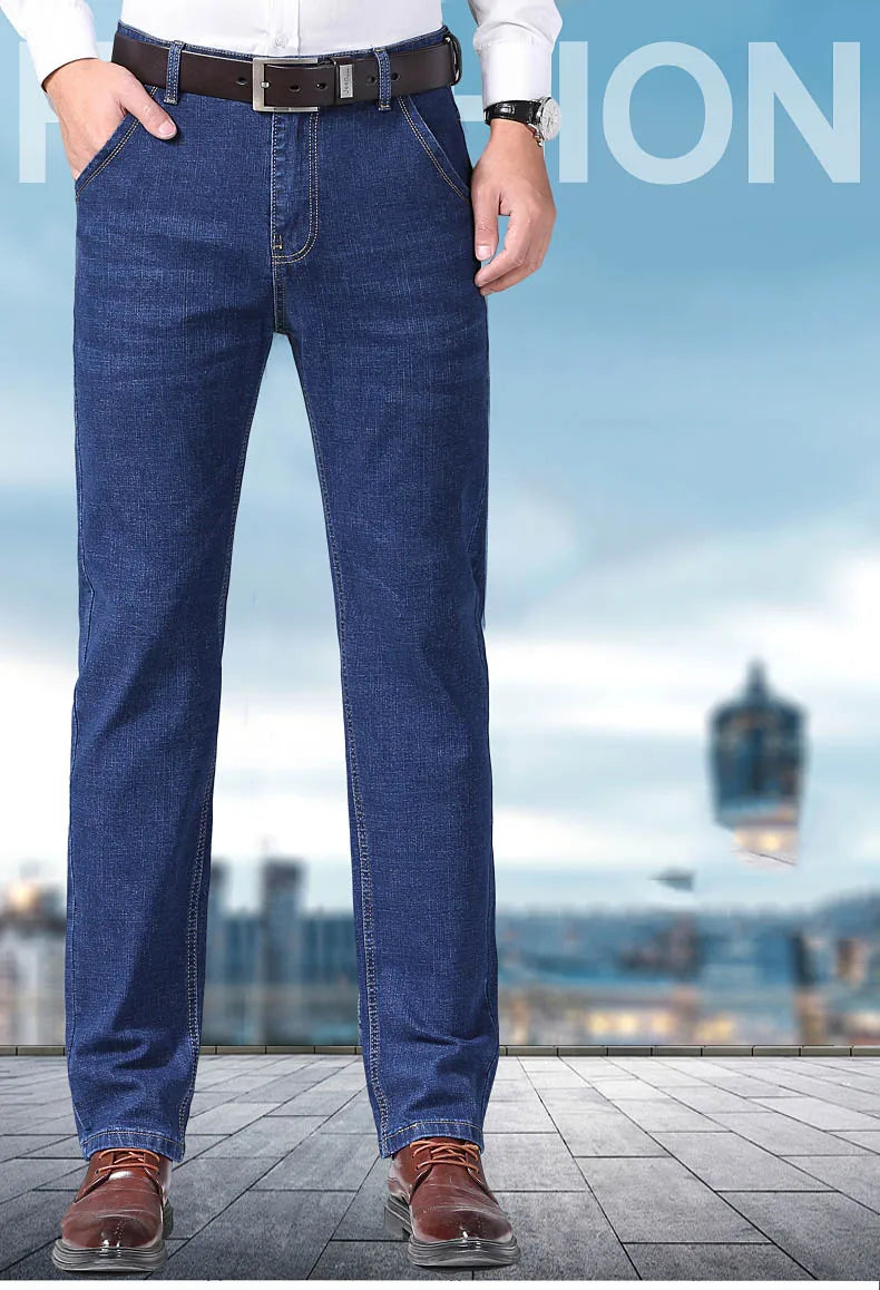 New Men Light Luxury Stretch Slim Fit Pants Comfortable Soft Business Fashion Straight Casual Denim Trousers Male Brand Clothing - Buy online at  Vibe In Cart.