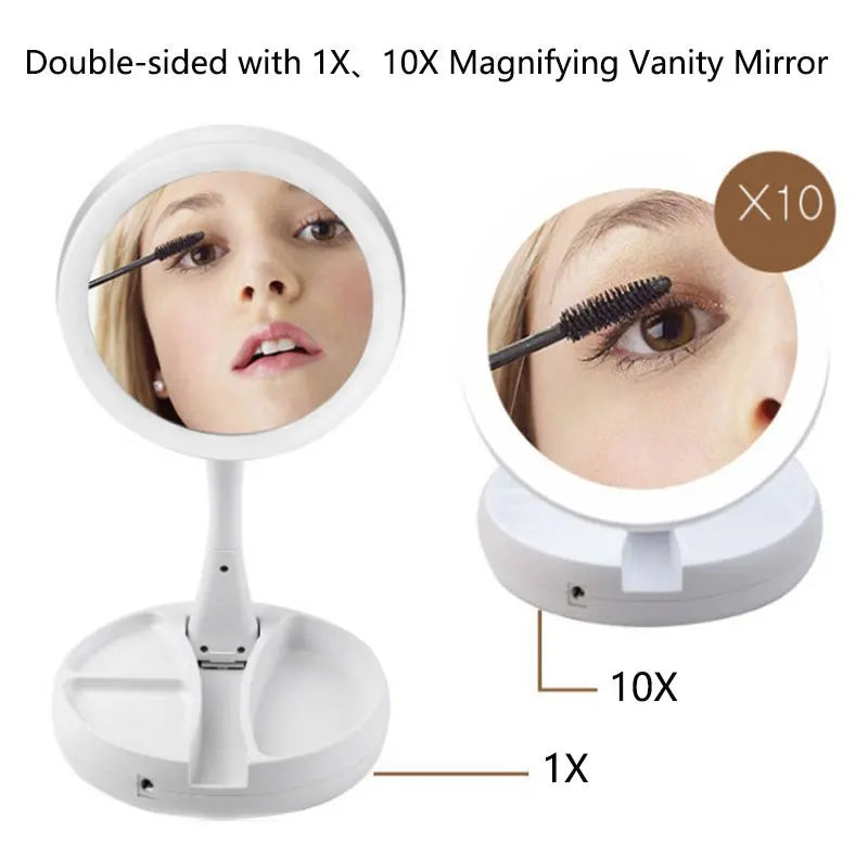1X 10x Magnifying Vanity Mirror with LED Lighted Flexible Foldable Desk Makeup Mirror Lighting Dressing Makeup Lamp - Buy online at  Vibe In Cart.