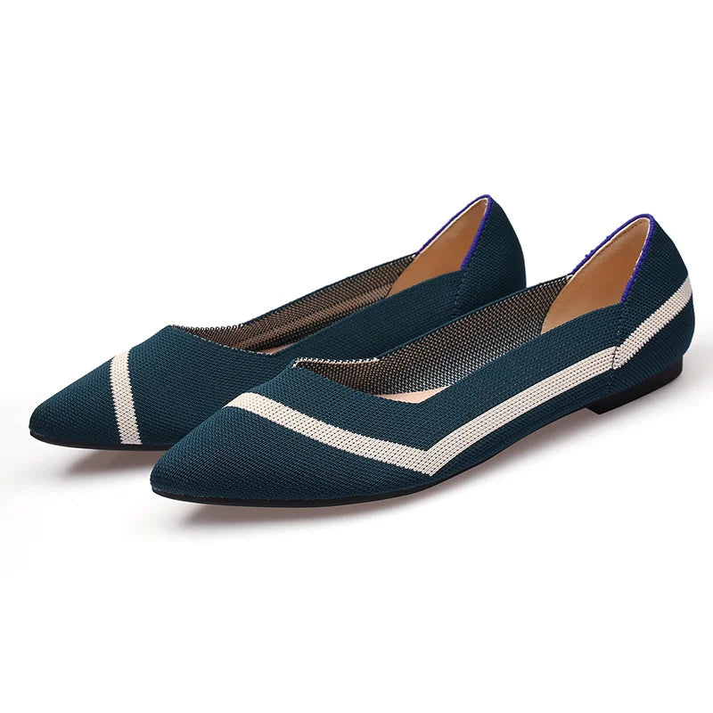 Fashion Comfort Breathable Polyester Women Spring Flats Pointy Toe Ballerinas Stretch Knitted Loafers Dress Causal Shoes - Buy online at  Vibe In Cart.