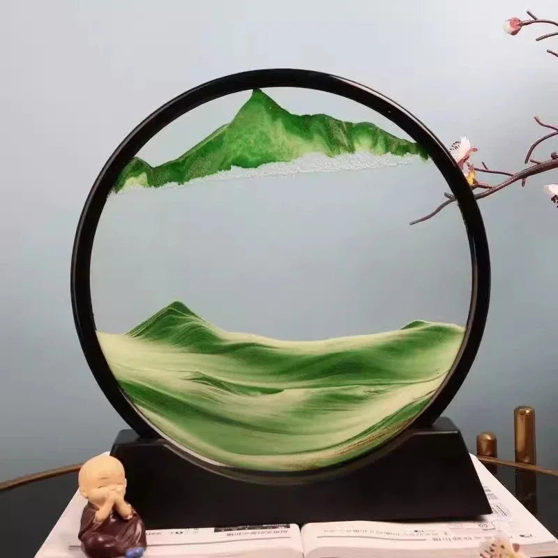 3D Moving Sand Art Picture Round Glass Deep Sea Sandscape Hourglass Quicksand Craft Flowing Sand Painting Office Home Decor Gift - Buy online at  Vibe In Cart.