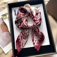 Printed Paisley Houndstooth Square Scarf for Women, Coffee Color, Polyester