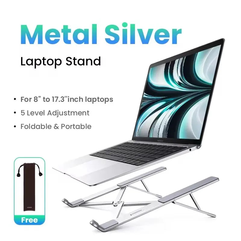 Foldable Aluminum Vertical Laptop Stand with 5-Level Adjustable Height