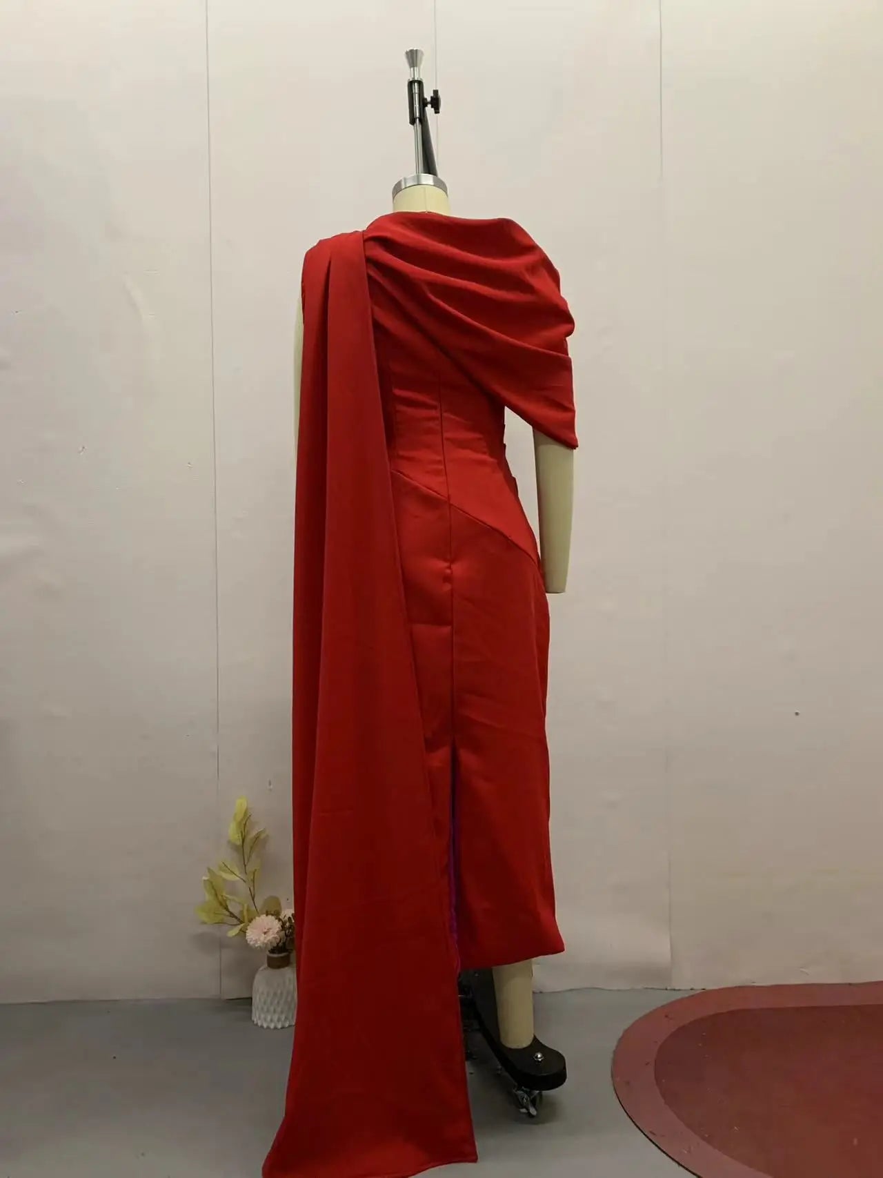 Women's Mid-Calf O-Neck Polyester Tatting Weave Dress with Three-Dimensional Decoration