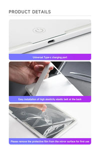 Car Interior Mirrors Sun Visor Plate LED HD Makeup Mirror for Girls Women Rechargeable Fill Light Universal Thin Vanity Mirror - Buy online at  Vibe In Cart.