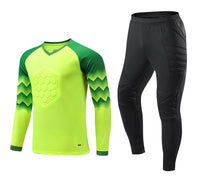 Polyester Spandex Protective Long Sleeve Soccer Goalkeeper Uniform Set with Top and Pants