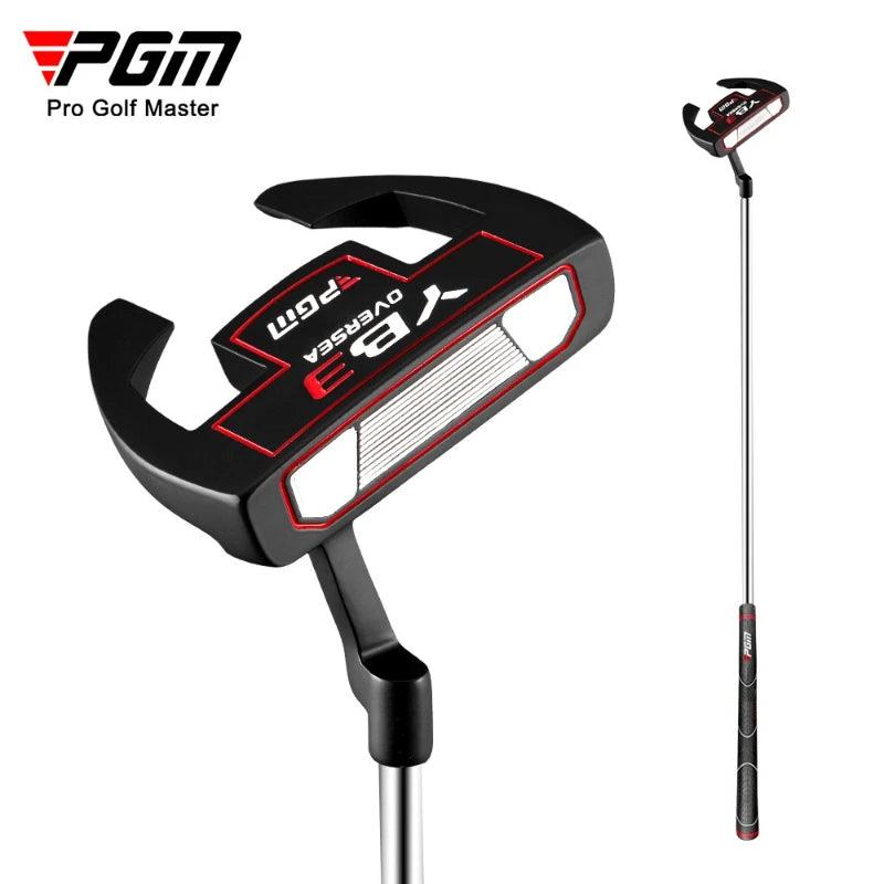 Men's Right-Handed Golf Putter with Aiming Line in Black and Red
