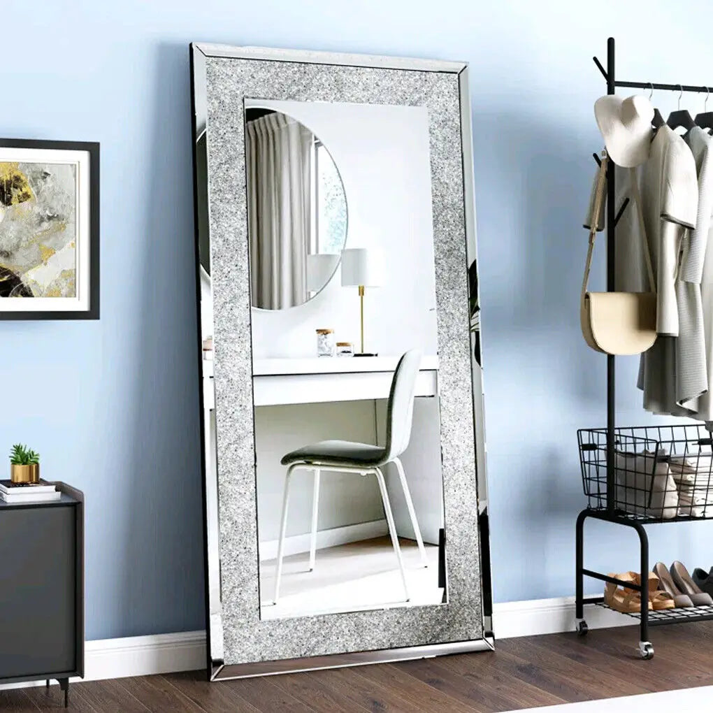 LUVODI Large Silver Sparkly Crystal Rhinestone Diamond Frameless Vanity Mirrors Wall Mounted Dressing Mirror for Home/Hotel - Buy online at  Vibe In Cart.