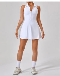 Women's Tennis Dress Women Turn Down Collar Front Zipper 2-in-1 Golf Sports Tight Dress Fitness Workout Running Pocket Skort - Buy online at  Vibe In Cart.
