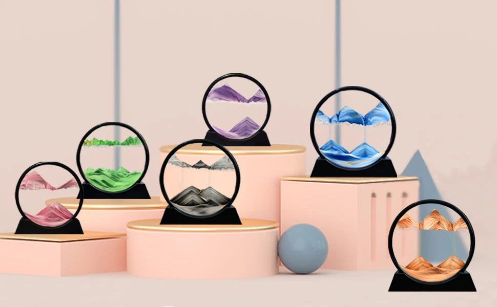 3D Moving Sand Art Picture Round Glass Deep Sea Sandscape Hourglass Quicksand Craft Flowing Sand Painting Office Home Decor Gift - Buy online at  Vibe In Cart.