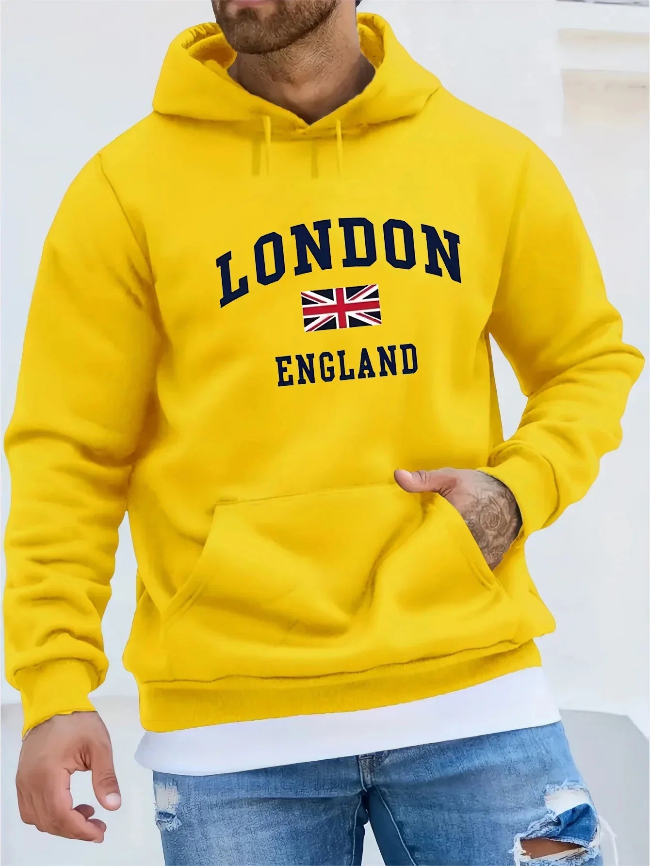 Men's autumn and winter casual and fashionable loose hooded sweatshirt, printed long-sleeved warm pullover - Buy online at  Vibe In Cart.