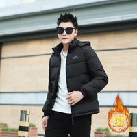 Men's Hooded Thermal Windproof Winter Jacket with Detachable Hood