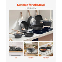 19 Piece Pots and Pans Set Granite Nonstick Cookware Set Induction Cookwares Kitchen RV Cooking Sets with Frying Sauce Saute Te - Buy online at  Vibe In Cart.
