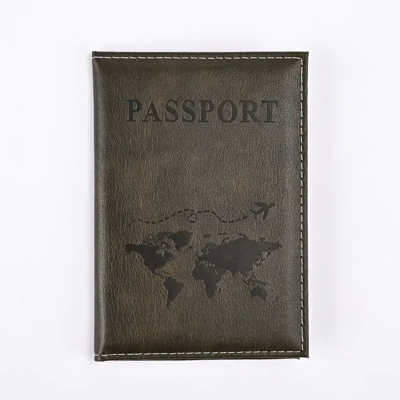 Solid PU Leather Passport Holder Wallet Card Case for Travel