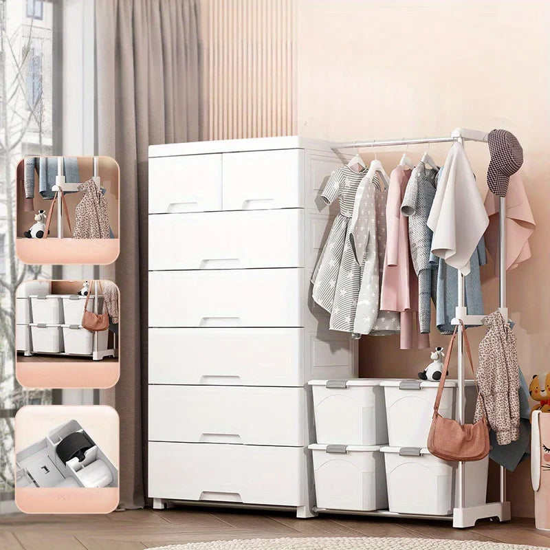 5/6-Tier White Wardrobe with Extendable Hanger - Large Space & Partitioned Storage Wardrobe for Bedroom, Dormitorie - Buy online at  Vibe In Cart.