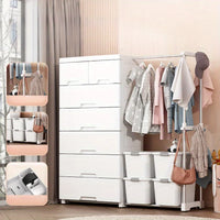 5/6-Tier White Wardrobe with Extendable Hanger - Large Space & Partitioned Storage Wardrobe for Bedroom, Dormitorie - Buy online at  Vibe In Cart.