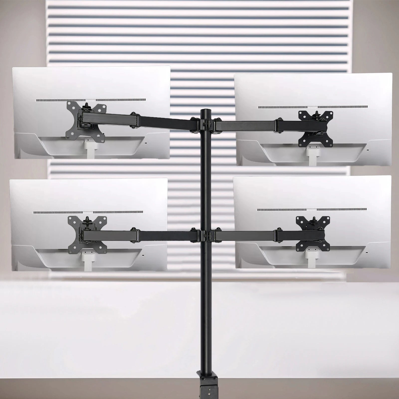 Adjustable Height Monitor Arm for 10-27 Inch Screens with 360 Degree Rotation in Black