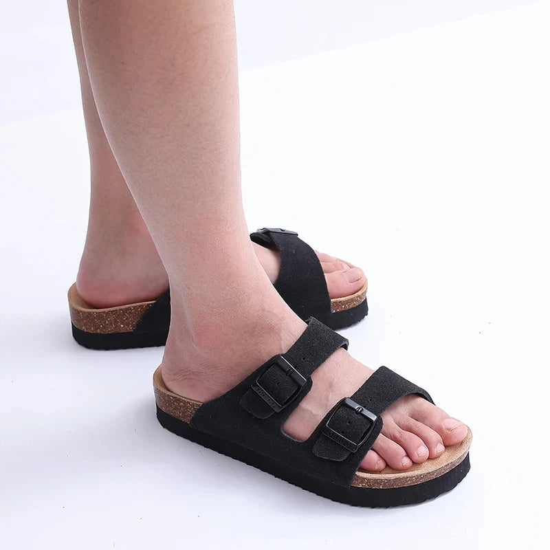 Men's Arch Support Slides Sandals With Adjustable Buckle