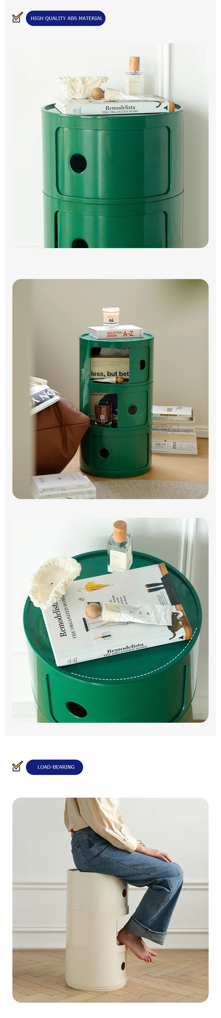 Round bedside table nordic plastic Bedside cabinet for bedroom small side end table nightstand Storage locker - Buy online at  Vibe In Cart.