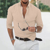 New Cotton Linen Shirts Men's Tops Causal Loose Solid Color Long Sleeves Lapel Men's Autumn Casual Wear Streetwear - Buy online at  Vibe In Cart.