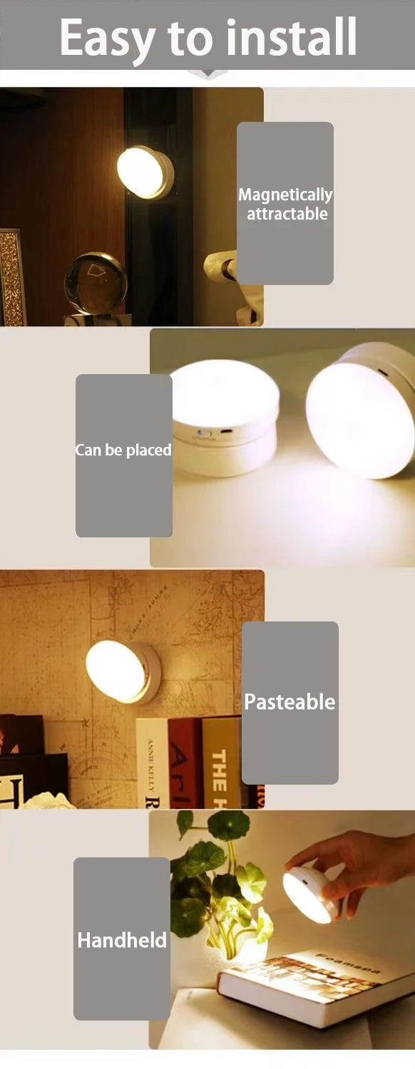 Night Light USB Motion Sensor Charging Round Energy-saving Led Lamp Bedroom Light Corridor Home Bathroom wall lights night light - Buy online at  Vibe In Cart.