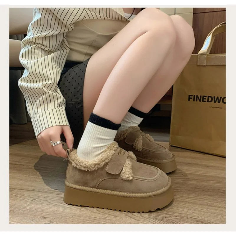 2025 New Winter Women's Platform Snow Boots, Warm Fleece Lined Ankle Boots with Magic Strap, Soft Sole Indoor Outdoor Shoes - Buy online at  Vibe In Cart.
