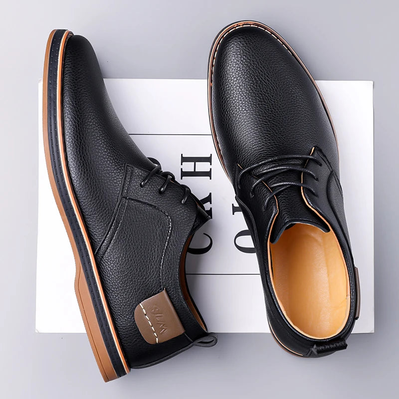 Men's Casual Business Leather Shoes Men Fashion Lace-up Derby Shoe Mens Light Comfortable Outdoor Driving Flats - Buy online at  Vibe In Cart.