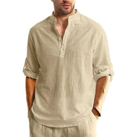 New Long Sleeve Henley Shirt Men Cotton Lightweight T-Shirts Men Breathable Streetwear Solid Color Business Button Polo Shirts - Buy online at  Vibe In Cart.