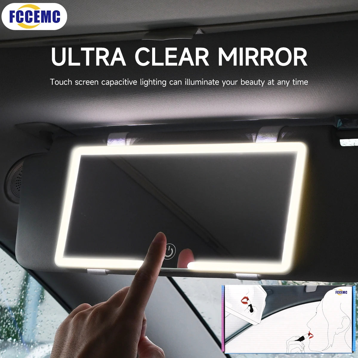 Car Interior Mirrors Sun Visor Plate LED HD Makeup Mirror for Girls Women Rechargeable Fill Light Universal Thin Vanity Mirror - Buy online at  Vibe In Cart.
