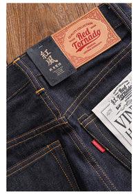 Men's Slim Fit Straight Leg Pink Selvedge Denim Jeans 16oz