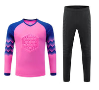 Polyester Spandex Protective Long Sleeve Soccer Goalkeeper Uniform Set with Top and Pants