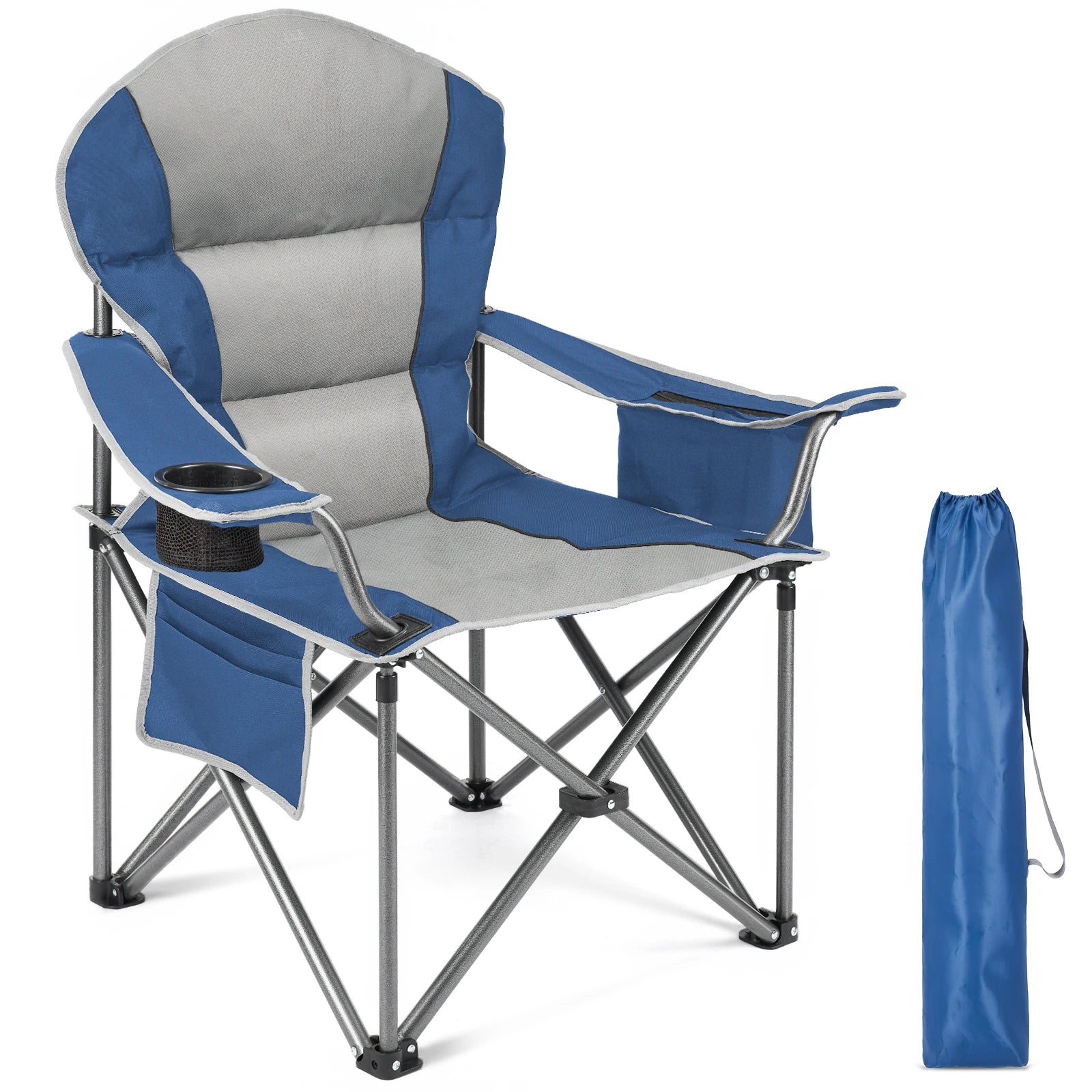 JHK Heavy Duty Camping Chair 450lbs Capacity Portable Folding Chair with Cup Holder Sturdy Steel Frame Outdoor Chair for Camping - Buy online at  Vibe In Cart.