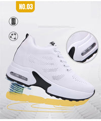 Women's Platform Mesh Lace-Up Sneakers Medium Heel