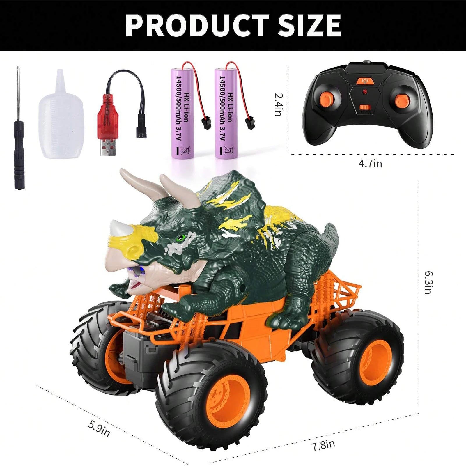 Remote Control Triceratops Toys Truck High Speed With Roar Light And For Kids 3-7 Ages Off Road Dinosaur Outdoor Cars For Boys - Buy online at  Vibe In Cart.