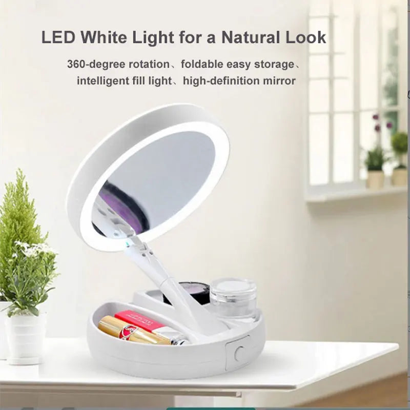 1X 10x Magnifying Vanity Mirror with LED Lighted Flexible Foldable Desk Makeup Mirror Lighting Dressing Makeup Lamp - Buy online at  Vibe In Cart.