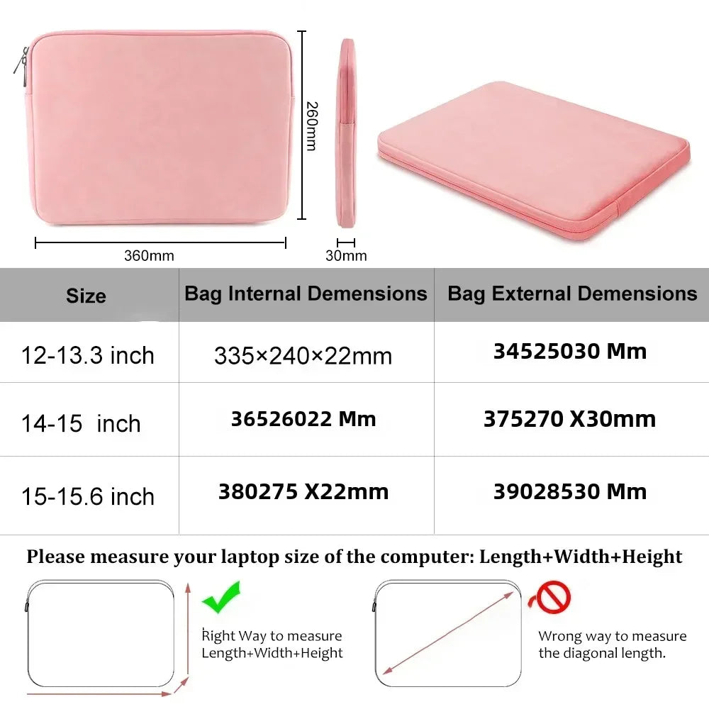 PU Laptop Sleeve with Zipper for 12 to 15.6 Inch Laptops