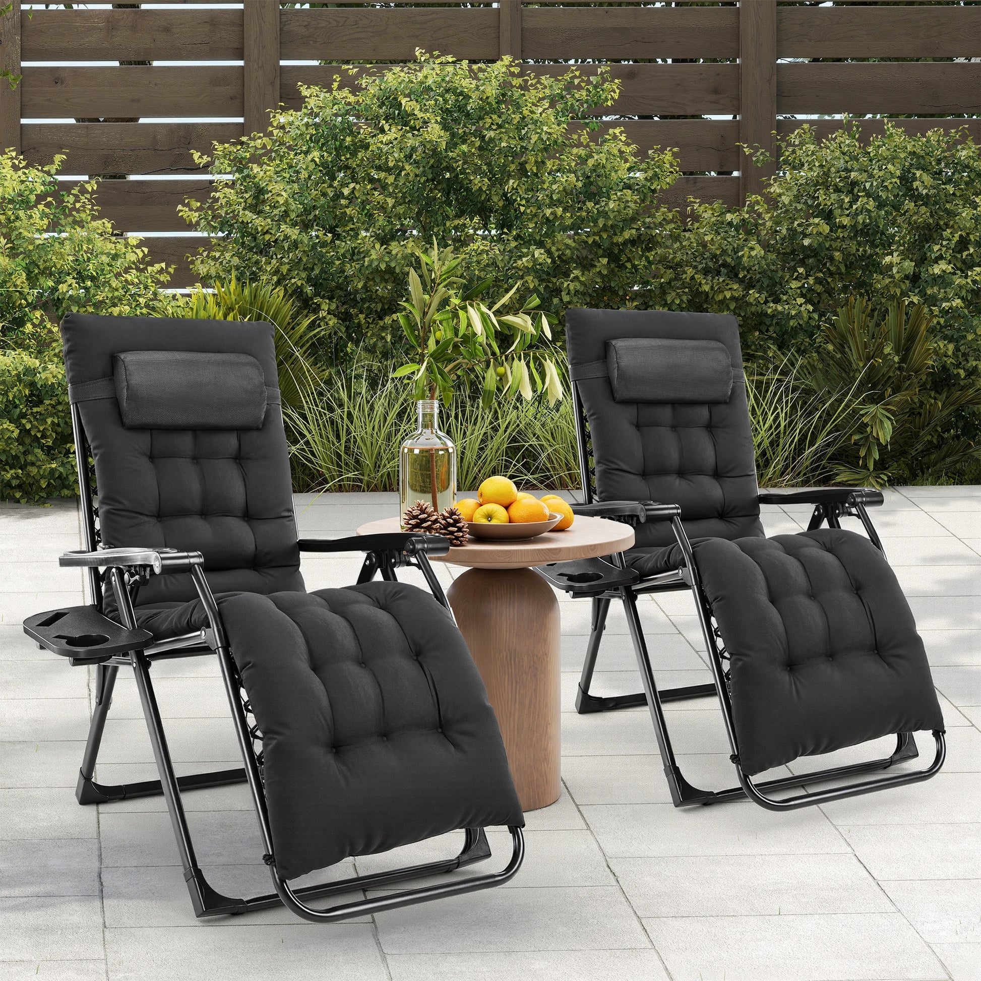 JHK Zero Gravity Set of 2 Portable Recliner Camping Patio Outdoor Garden Lounge Chair with Cup Holder Trays Adjustable Pillow - Buy online at  Vibe In Cart.