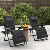 JHK Zero Gravity Set of 2 Portable Recliner Camping Patio Outdoor Garden Lounge Chair with Cup Holder Trays Adjustable Pillow - Buy online at  Vibe In Cart.