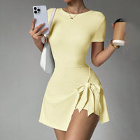 FUBEIKE New Fake Two-Piece Anti-Exposure Tight-Fitting Sports Dress Slimming Strap Casual Fitness Back Yoga Tennis Dress - Buy online at  Vibe In Cart.