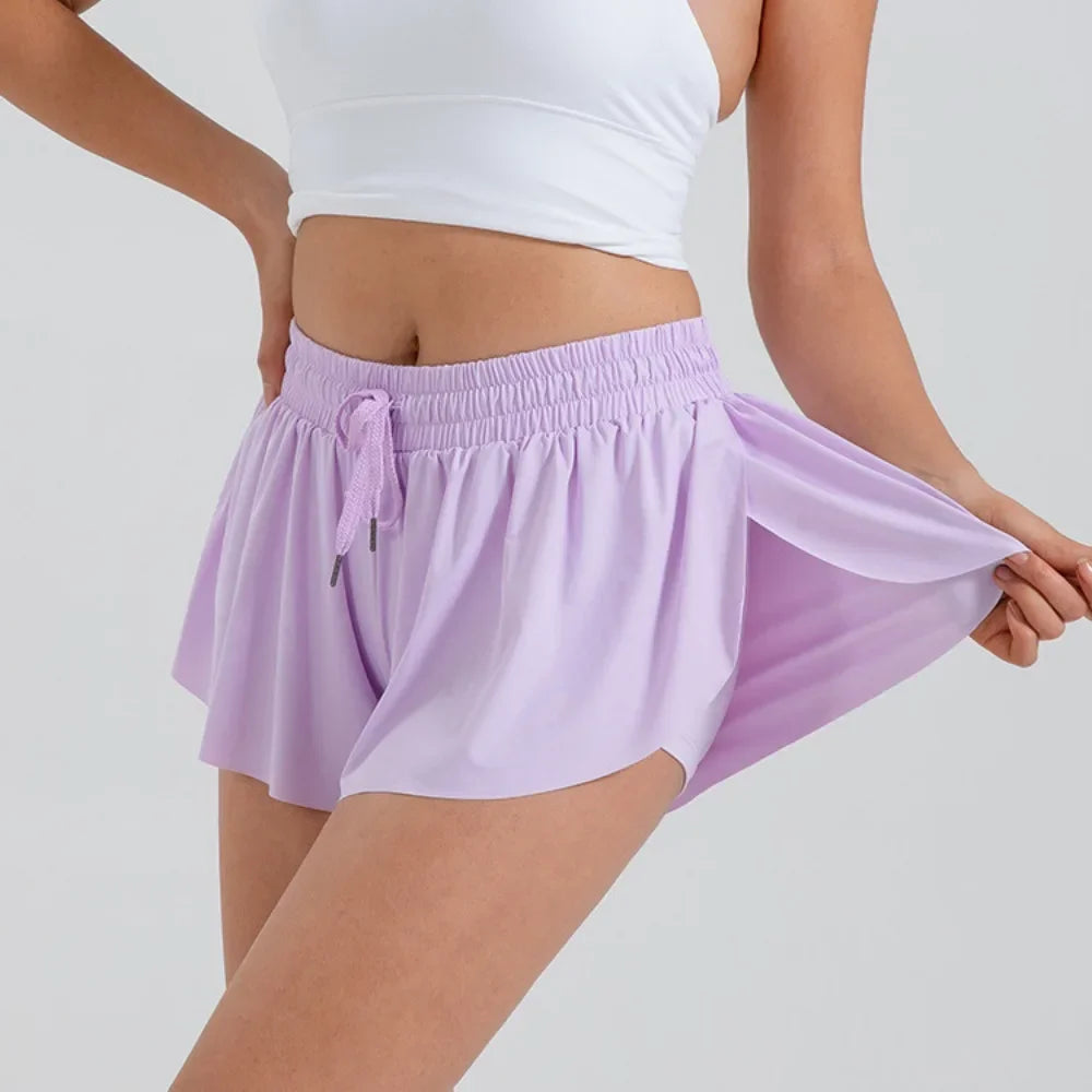 2 in 1 Jogger Flowy Athletic Shorts for Women Gym Yoga Workout Running Tennis Skirt Comfy Skort Lounge Cute Clothes Casual Wear