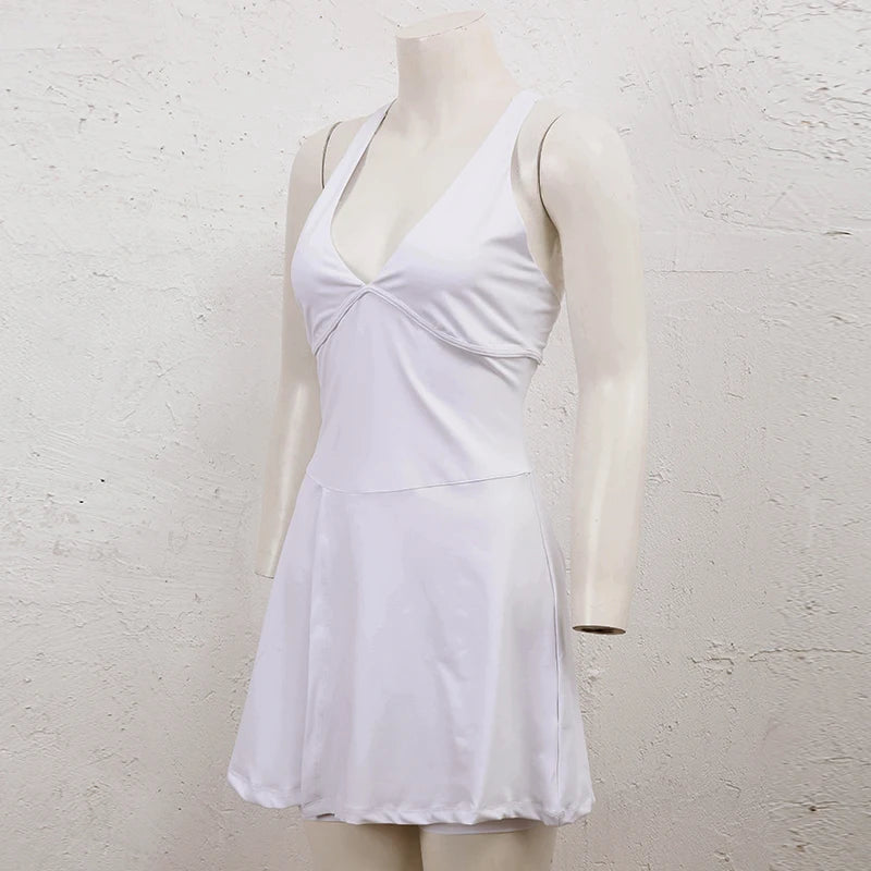 Sean Tsing® Sport Golf Tennis Dresses with Safety Shorts Women Sleeveless Exercise Dress Badminton Volleyball Athletic Outfits