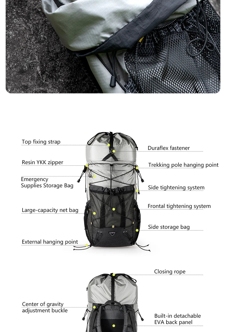 BISINNA Camping Backpack 25+10L Ultralight Travel Bag for Men Women Large Capacity Outdoor Sports Climbing Hiking Backpack - Buy online at  Vibe In Cart.