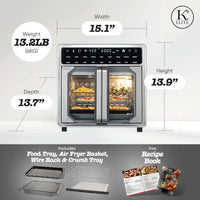 Kitchen Elite 16 Quart French Door Air Fryer Oven Family Size Countertop Convection Cooker with LED Display Stainless Steel Ide - Buy online at  Vibe In Cart.