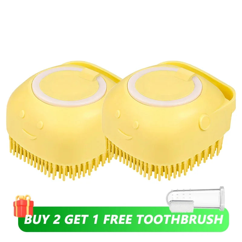 Dog Bath Brush Silicone Pet Shampoo Brush Soap Dog Scrubber Cat Massage Grooming Wash Comb Soft Rubber Puppy Clean Brush - Buy online at  Vibe In Cart.