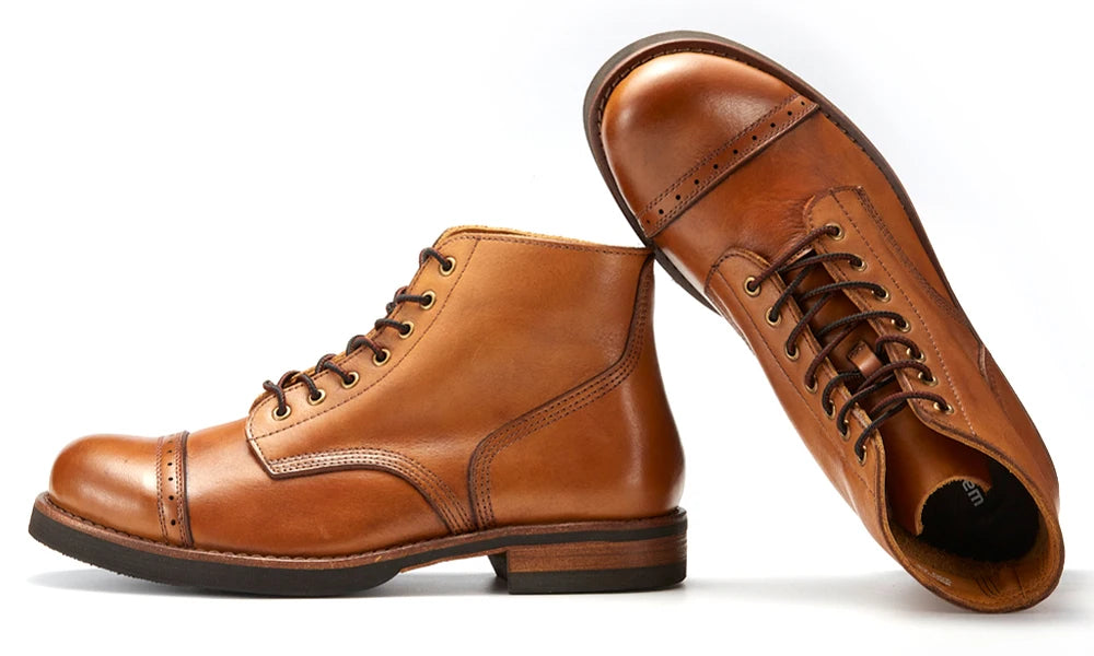 2024 Luxury Classy Handmade Precision Stitch Wear-Resistant Casual Boots Men Genuine Leather Shoes Combat Boots - Buy online at  Vibe In Cart.