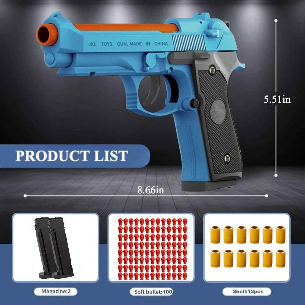 Plastic Toy Pistol Gun for Ages 14+ with Continuous Firing and Soft Bullets