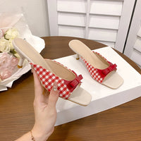 Design Shoes Retro Plaid Bow Sandals Kitten Heels French Style Peep Toe Shoes Mixed Color Sweet and Cute Women's Vocation Shoes - Buy online at  Vibe In Cart.