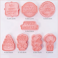 8-Piece Plastic 3D Cookie Cutters Set with Cartoon Designs