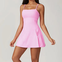 Women's summer tennis skirt built-in shorts and bra sleeveless backless workout sports golf dress  tennis dress for fitness